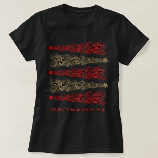 COVID-19-ervaring, angst, virus, goud en rood T-shirt (Design voorkant)