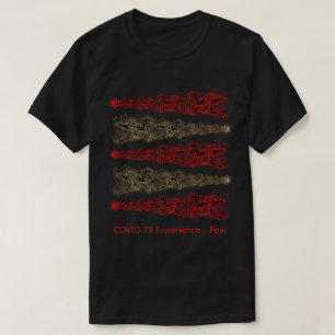 COVID-19-ervaring, angst, virus, rood en goud T-shirt
