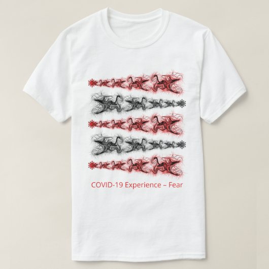 COVID-19-ervaring, angst, virus, rood en zwart T-shirt (Design voorkant)