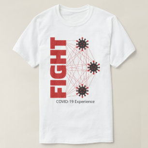 COVID-19-ervaring, strijd, virus, rood en zwart T-shirt