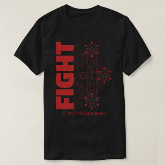 COVID-19-ervaring, strijd, virus, zwart en rood T-shirt