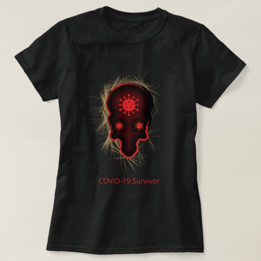 COVID-19 Experience, Red & Black Skull, Survivor T-shirt (Design voorkant)
