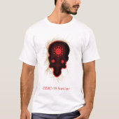 COVID-19 Experience, Survivor, Black & Red Skull T-shirt (Voorkant)