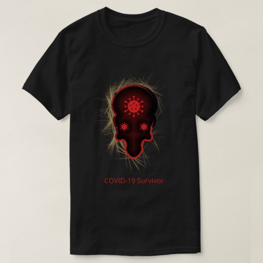 COVID-19 Experience, Survivor, Red & Black Skull T-shirt (Design voorkant)