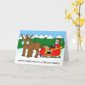 Covid 19 Gelukkige Kerstmis Vriend, Santa Cartoon. Kaart (Gele Bloem)