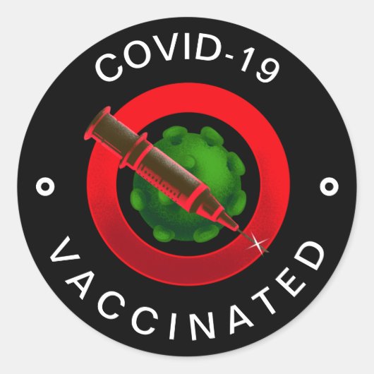 Covid-19 gevaccineerd zwart en rode Motivatie kool Ronde Sticker (Voorkant)