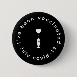 Covid-19 gevaccineerd | Zwarte Rode Hart Veilighei Ronde Button 5,7 Cm