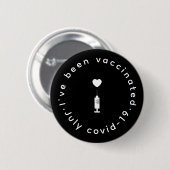 Covid-19 gevaccineerd | Zwarte Rode Hart Veilighei Ronde Button 5,7 Cm (Voorkant /achterkant)