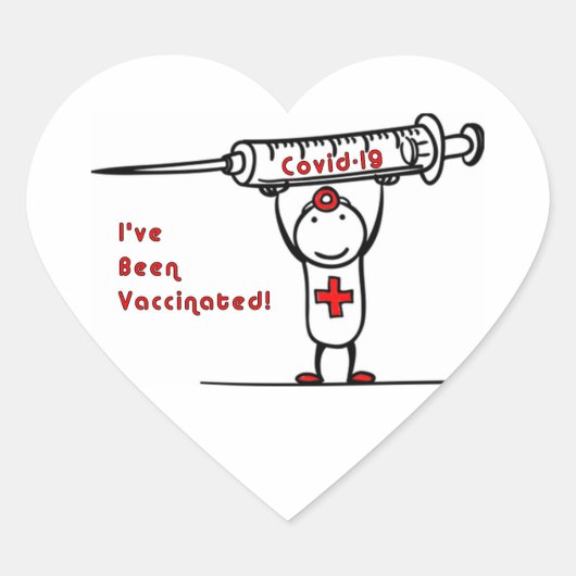 COVID-19-gevaccineerde Sticker van het hart (Voorkant)