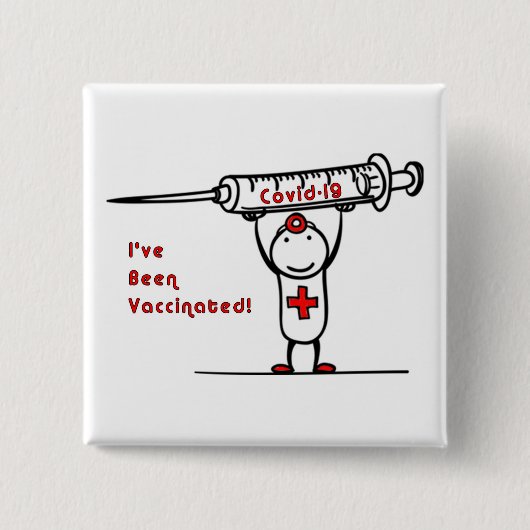 Covid-19 gevaccineerde vierkante Button (Voorkant)