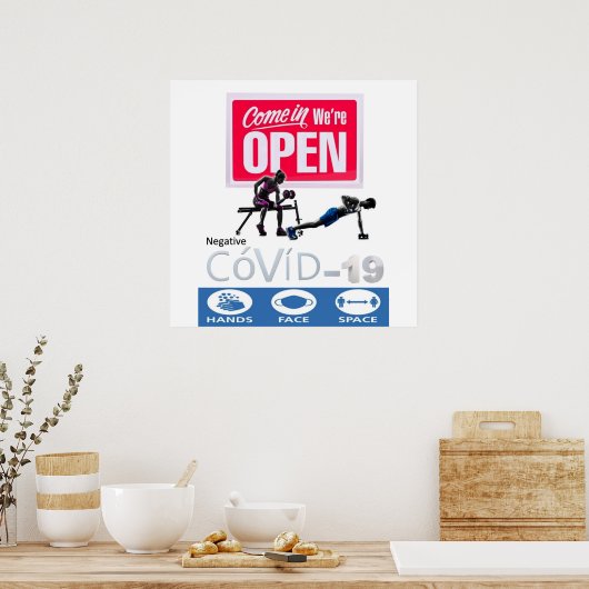 Covid 19 Gymnasium Open Sign Poster Matte (Keuken)