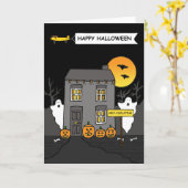 Covid 19 Halloween Spooky House, zelfisolatie Kaart (Gele Bloem)