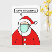 Covid 19 Happy Christmas Santa Claus Kaart (Gele Bloem)