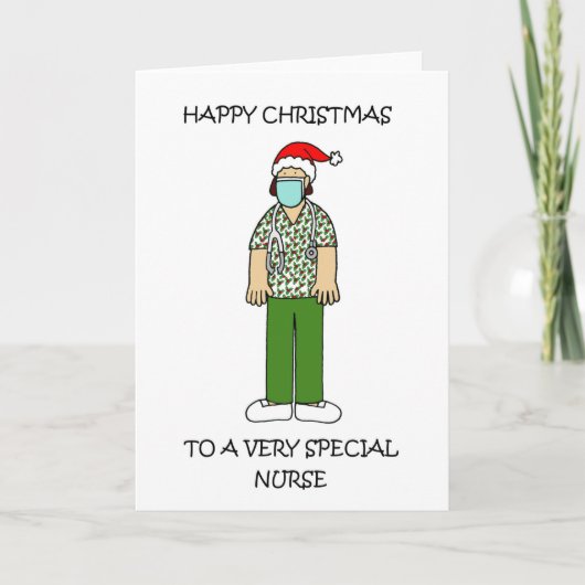Covid 19 Happy Christmas to Nurse Kaart (Voorkant)
