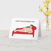 Covid 19 Happy Valentine's Day Man in gezichtsmask Kaart (Gele Bloem)