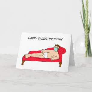 Covid 19 Happy Valentine's Day Man in gezichtsmask Kaart