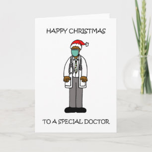 Covid 19 Happy Xmas African American Male Doctor Kaart