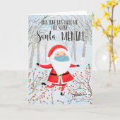 Covid-19 het masker van de Kerstman extra sentimen Kaart (Gele Bloem)