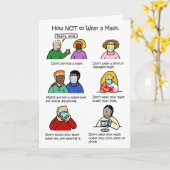 Covid 19 Hoe NIET een Masker Cartoon Draag Kaart (Gele Bloem)