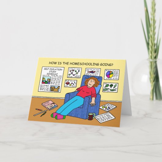 Covid 19 Home Schooling Cartoon Kaart (Voorkant)