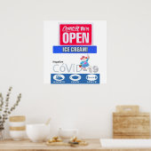 Covid 19 Ice Cream Store Open Sign Poster Matte (Keuken)