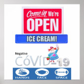 Covid 19 Ice Cream Store Open Sign Poster Matte (Voorkant)
