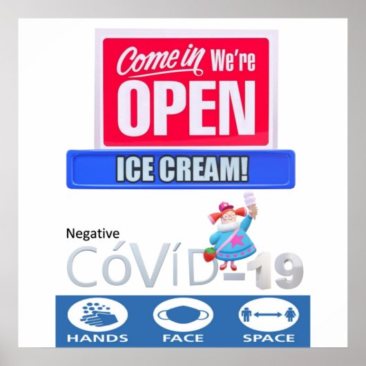 Covid 19 Ice Cream Store Open Sign Poster Matte (Voorkant)