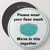 Covid-19 kolossale badge draag uw gezichtsmasker ronde button 6,0 cm (Voorkant /achterkant)