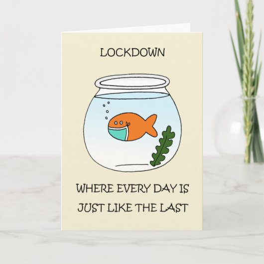 Covid 19 Lockdown Cartoon Goldfish Kaart (Voorkant)