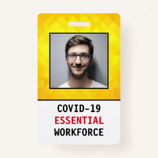 COVID-19 Novel Coronavirus Essential Worker Badge