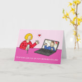 COVID 19 Online Dating Cartoon Valentijn Paar Kaart (Gele Bloem)