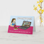 Covid 19 Online oefening Klasse Cartoon Humor Kaart (Gele Bloem)