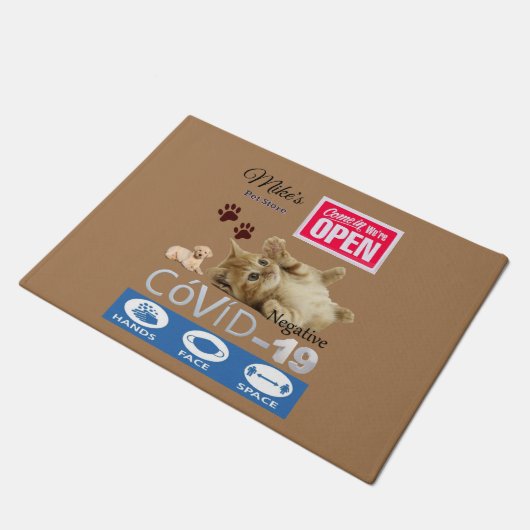 Covid 19 Pet Store Business Open Doormat Deurmat (Schuin)