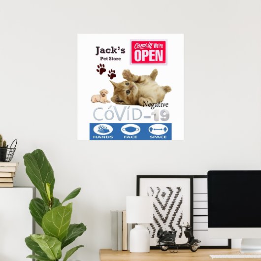 Covid 19 Pet Store Open Sign Poster Matte (Thuiskantoor)