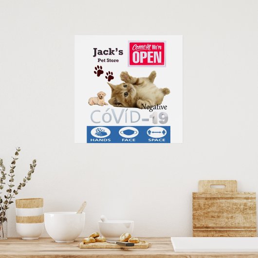 Covid 19 Pet Store Open Sign Poster Matte (Keuken)