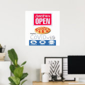 Covid 19 Pizzeria Store Open Sign Poster Matte (Thuiskantoor)