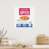 Covid 19 Pizzeria Store Open Sign Poster Matte (Keuken)