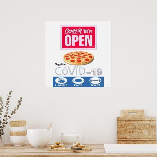 Covid 19 Pizzeria Store Open Sign Poster Matte (Keuken)