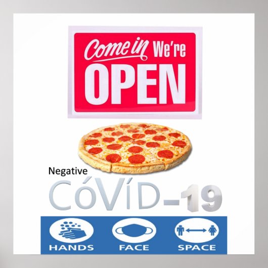 Covid 19 Pizzeria Store Open Sign Poster Matte (Voorkant)
