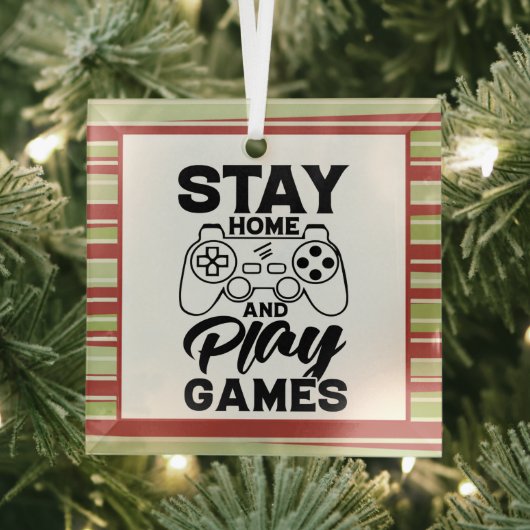 COVID 19 Quarantine Gamer Gift - Stay At Home Glas Ornament (Insitu)