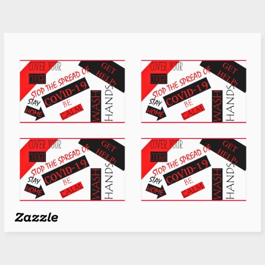 COVID-19 RECHTHOEKIGE STICKER (Vel)