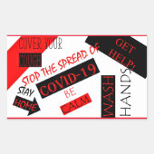 COVID-19 RECHTHOEKIGE STICKER (Voorkant)