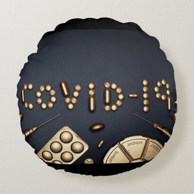 Covid-19 Rond Kussen (Voorkant)