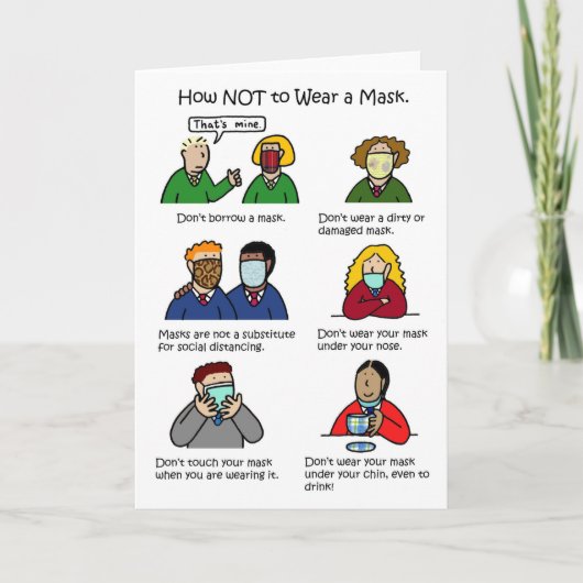 Covid 19 School Children in Face Masks Cartoon Kaart (Voorkant)