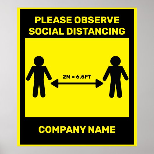 COVID 19 Social Distancing Poster - Eigen bedrijfs (Voorkant)