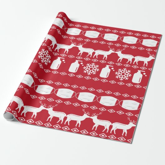 Covid 19 Ugly KerstSweater Wrapping Paper Cadeaupapier (Uitgerold)