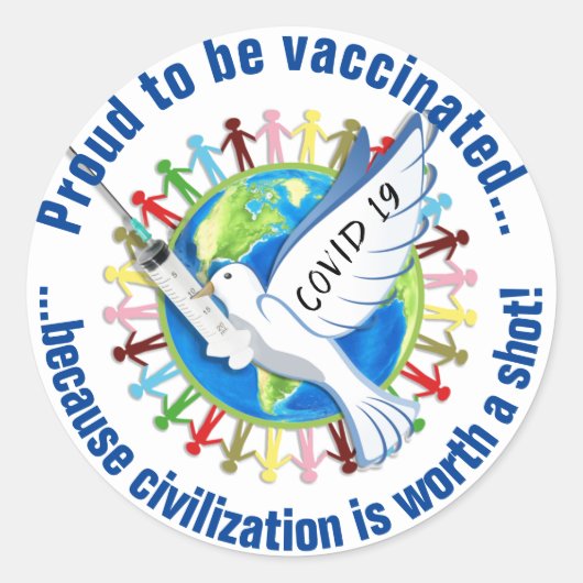 COVID 19-vaccinatie Sleutelhanger Ronde Sticker (Voorkant)