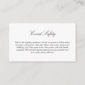 Covid 19 Veiligheidsinformatie Elegant Script Wedd Informatiekaartje (Voorkant)