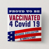 Covid 19 vierkante button 5,1 cm (Voorkant)