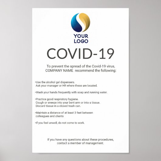 Covid-19 Voeg uw professionele Logo-mededeling toe Poster (Voorkant)
